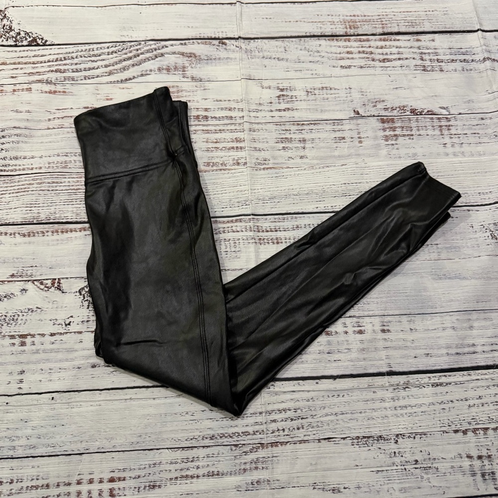 Black Faux Leather Leggings by Spanx size small